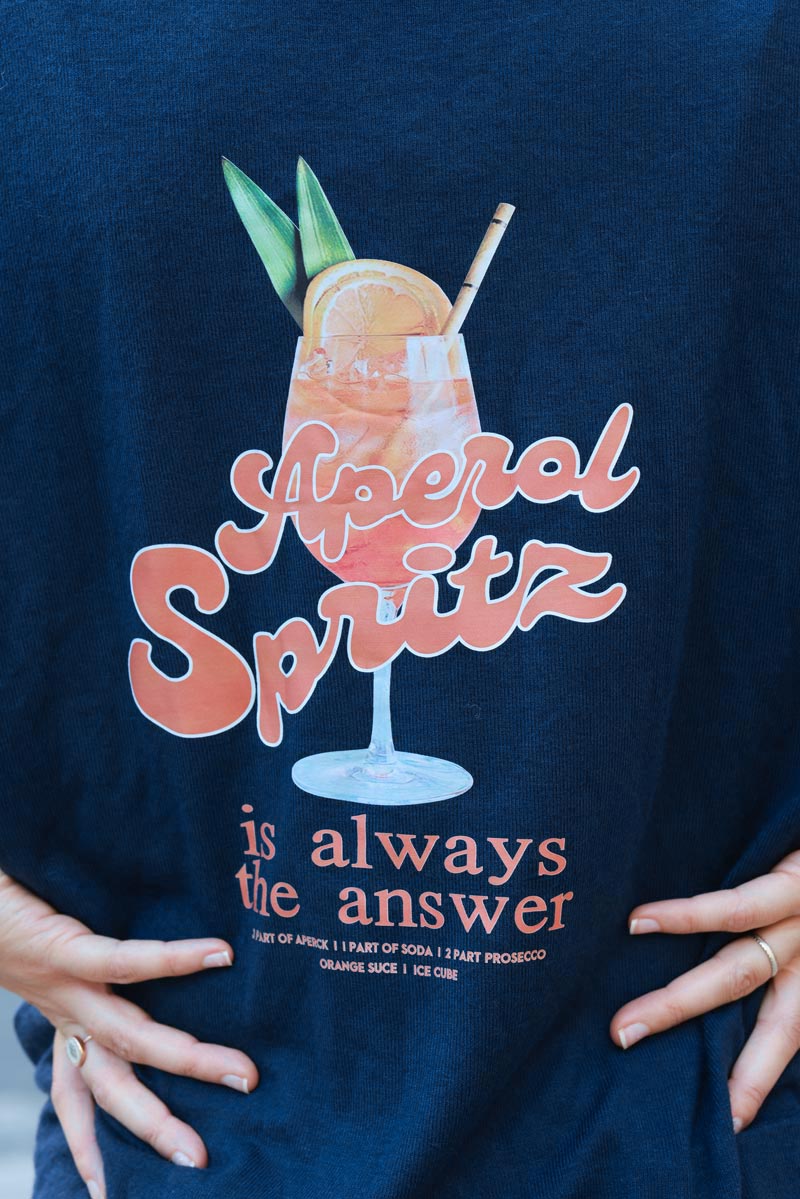 'Aperol spritz' navy blue jersey jumper