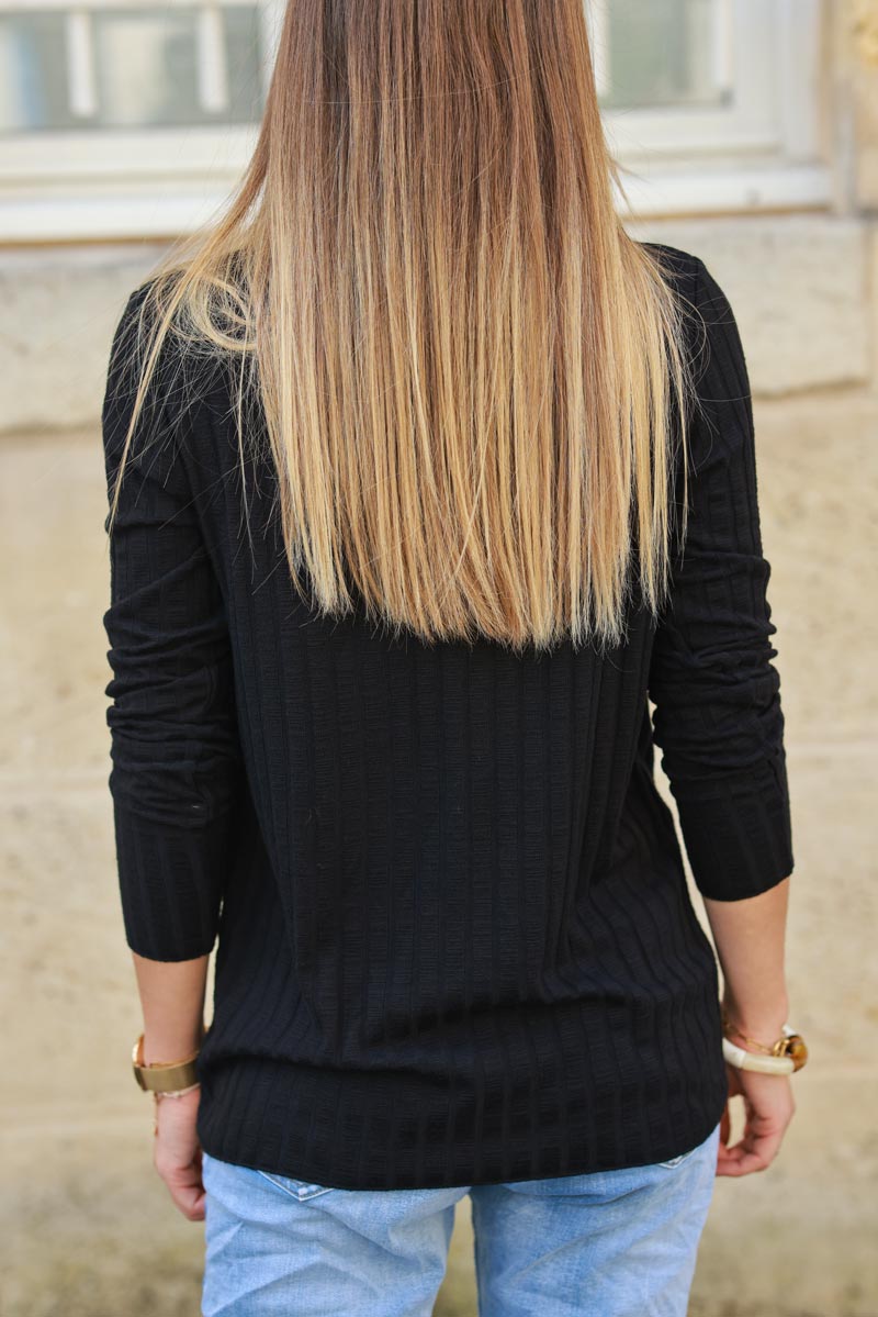 Black long sleeved ribbed soft top