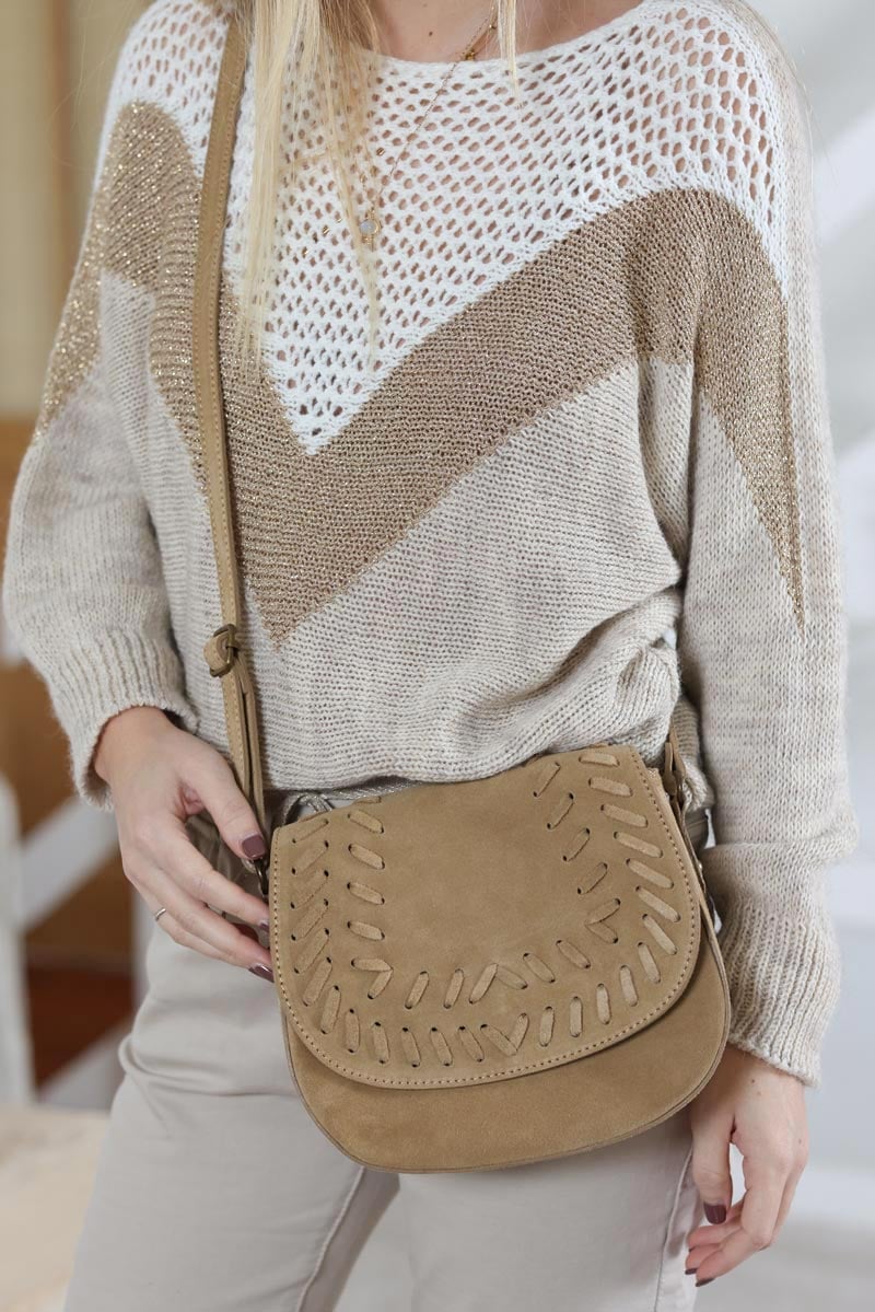 Bolso best sale serraje beige