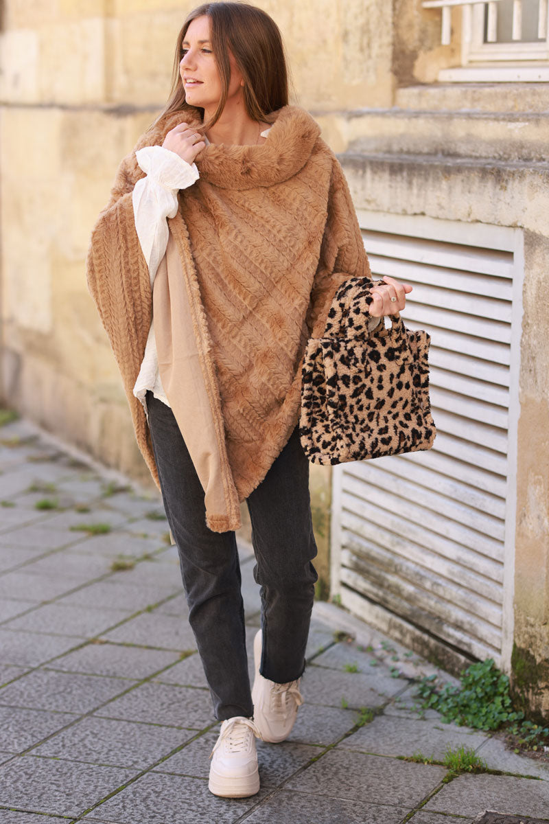 Leopard Faux Fur Satchel
