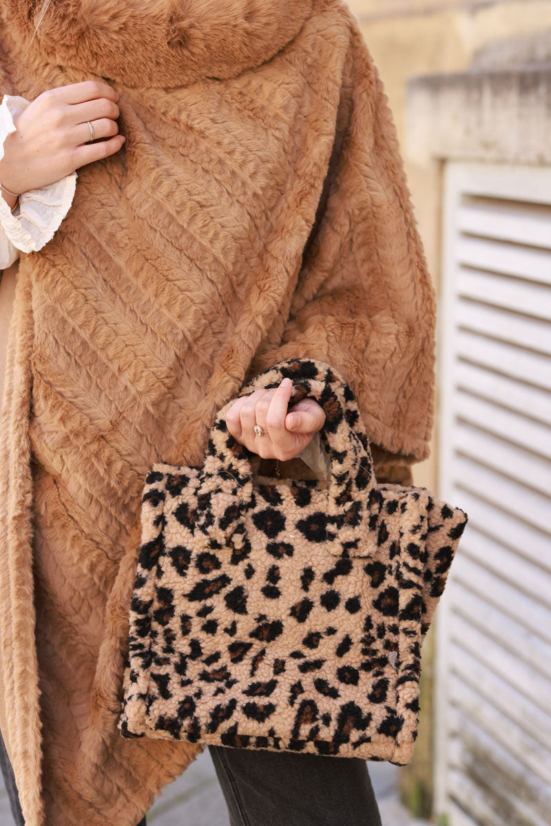 Leopard Faux Fur Satchel
