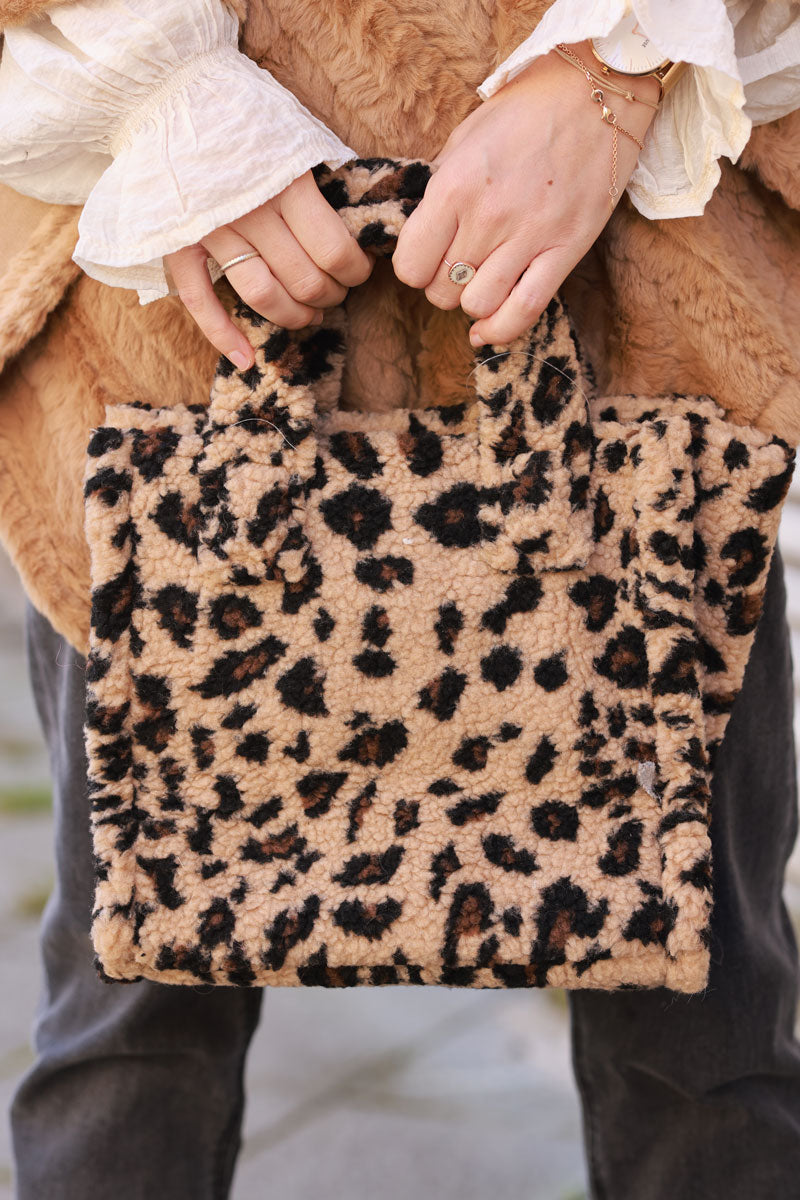 Leopard Faux Fur Satchel
