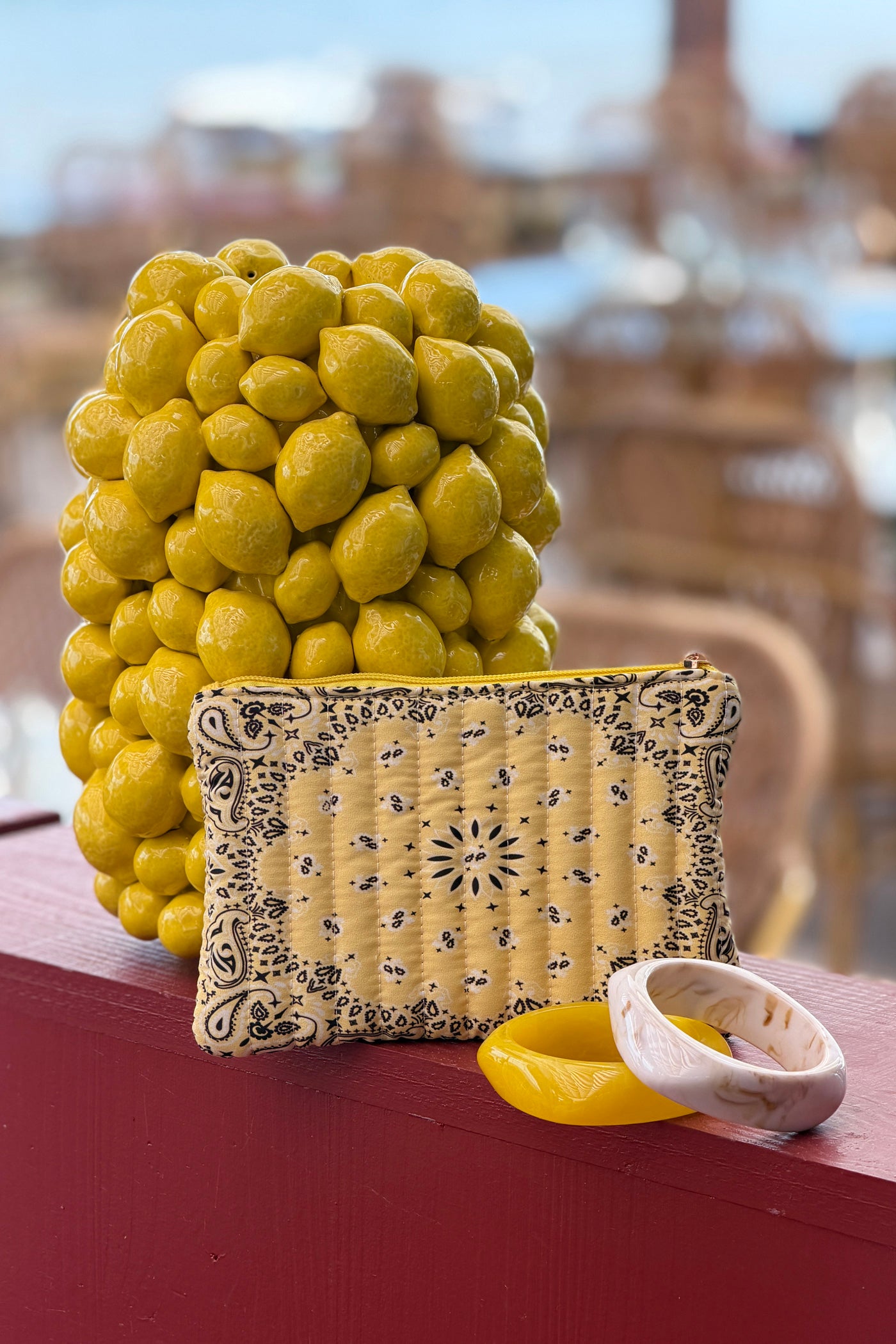Yellow Quilted Handkerchief Pouchettes