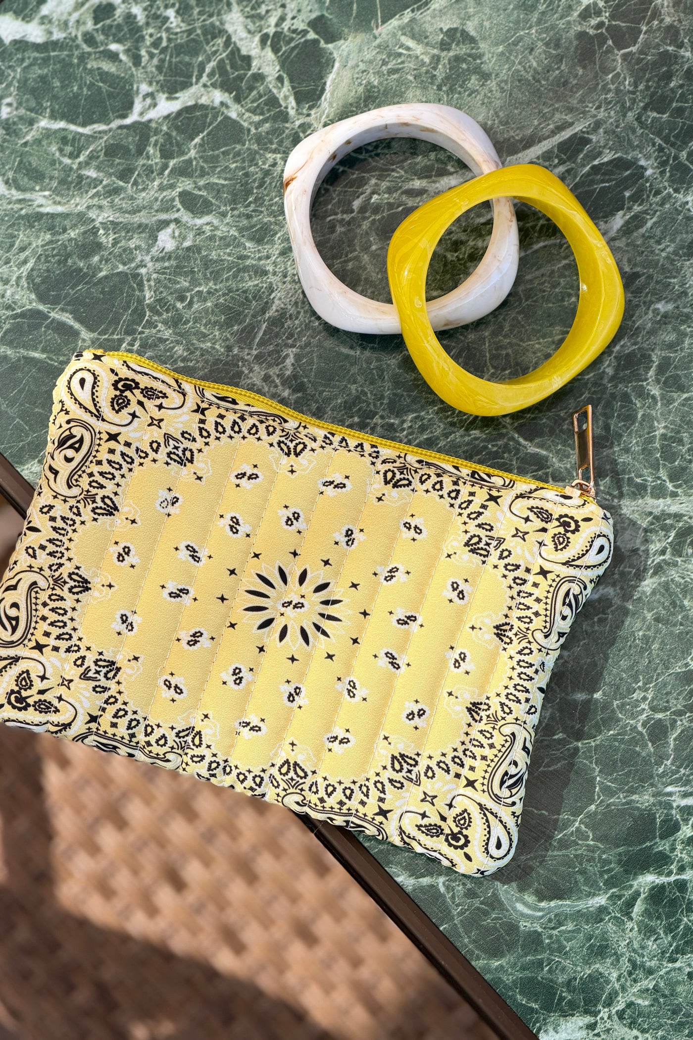 Yellow Quilted Handkerchief Pouchettes