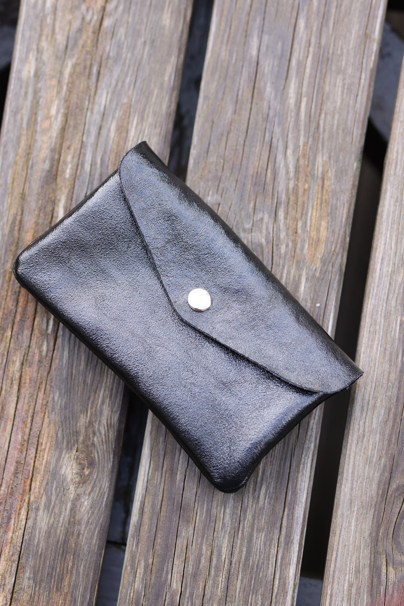 Metallic black leather purse