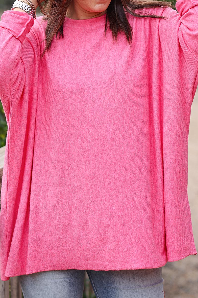 Fuchsia relaxed fit soft jersey jumper