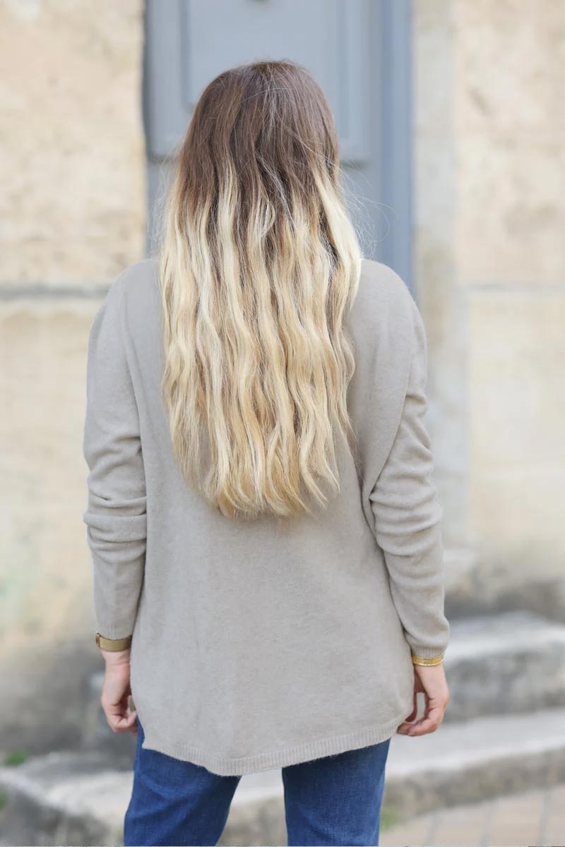 Pull tout doux basique lin col v