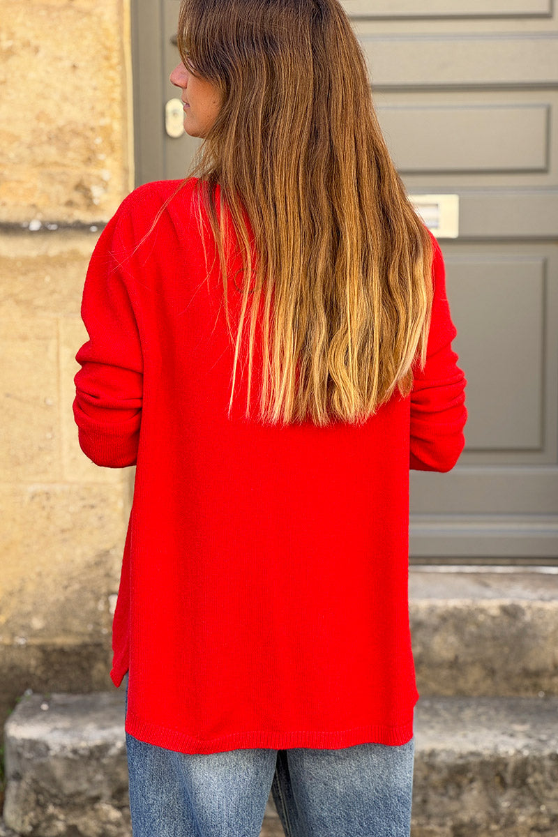 Rust Soft Basic V-neck Sweater