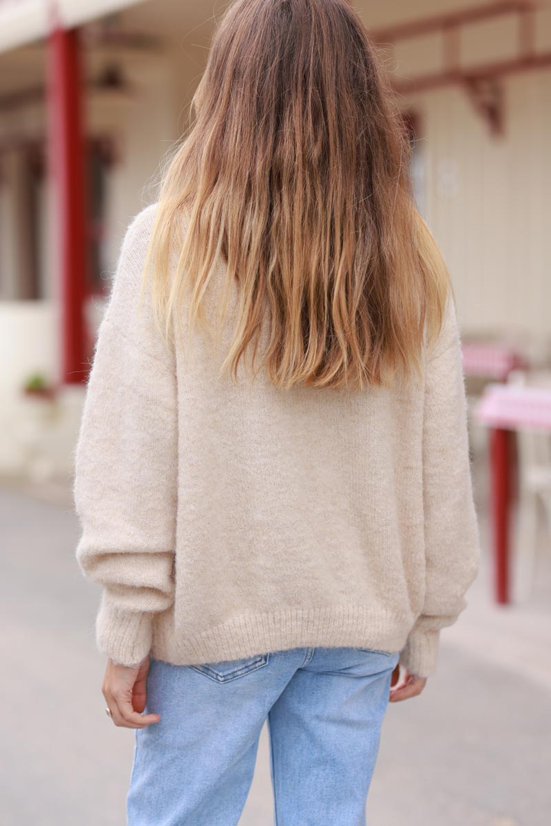 Beige Soft Knit Wool Blend Jumper