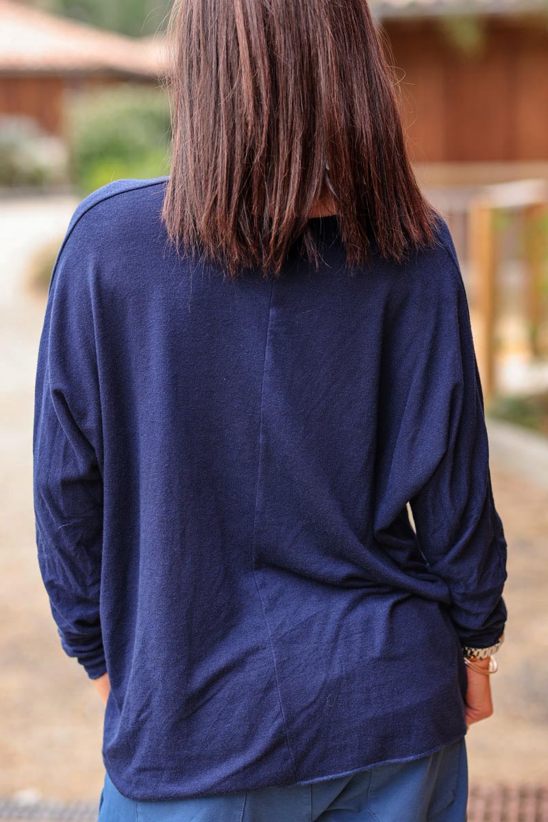 Navy blue light weight super soft 'Vintage' jersey jumper