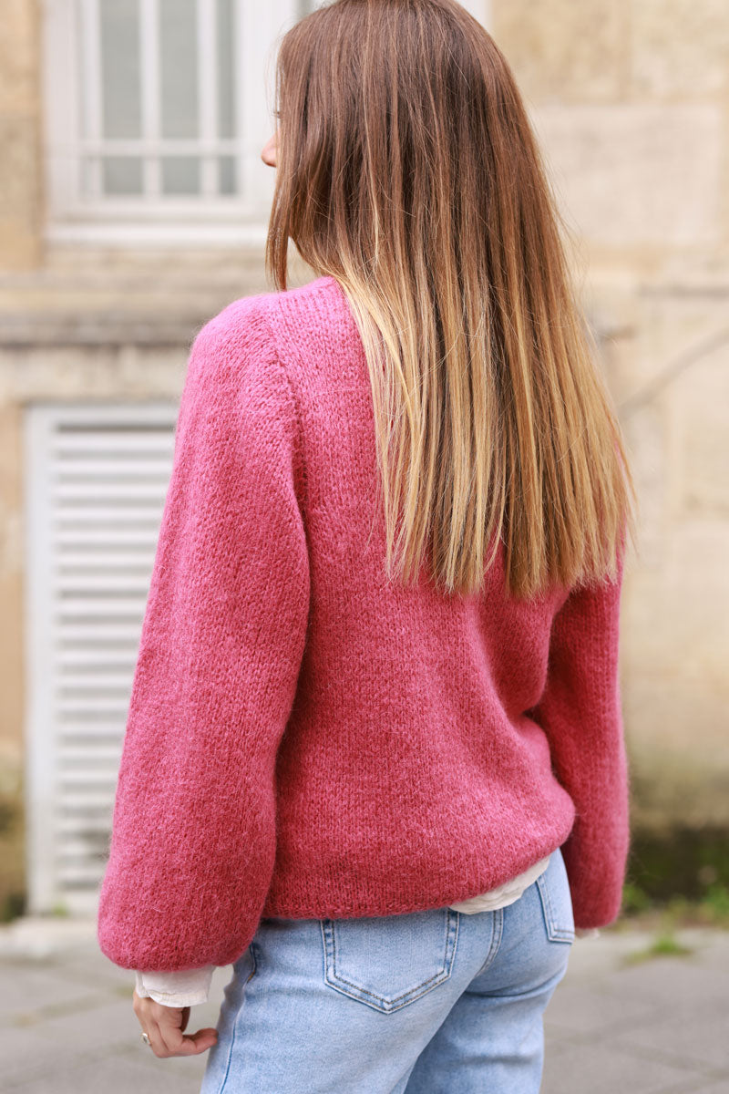 Rosewood knitted mohair blend sweater round neck