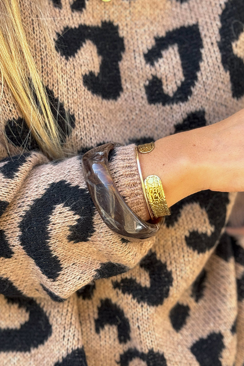 Camel Cheetah Print Sweater