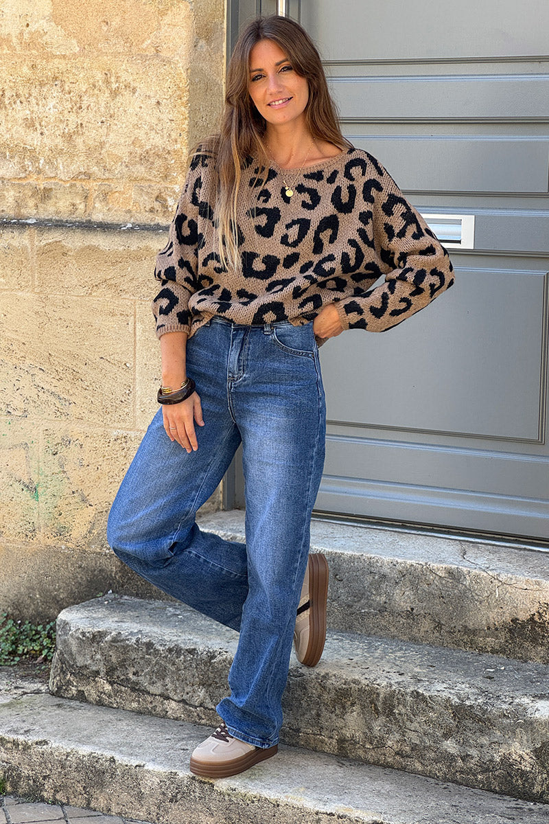 Camel Cheetah Print Sweater
