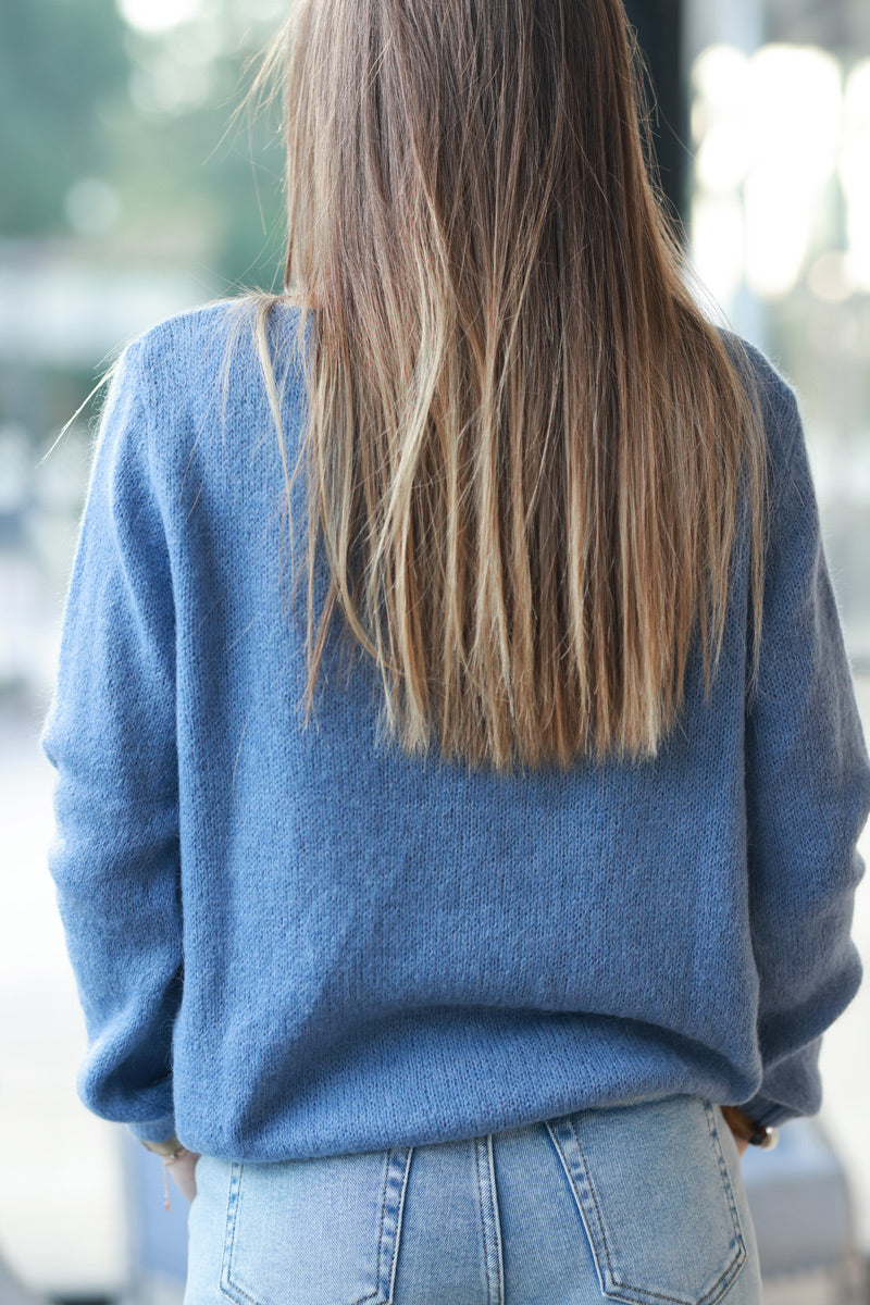 Blue jean Alpaca Soft Knit Sweater