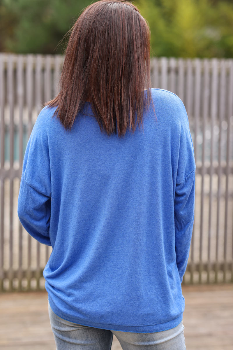 Royal Blue Light Weight Soft Sweater Glitter Dragon Fly