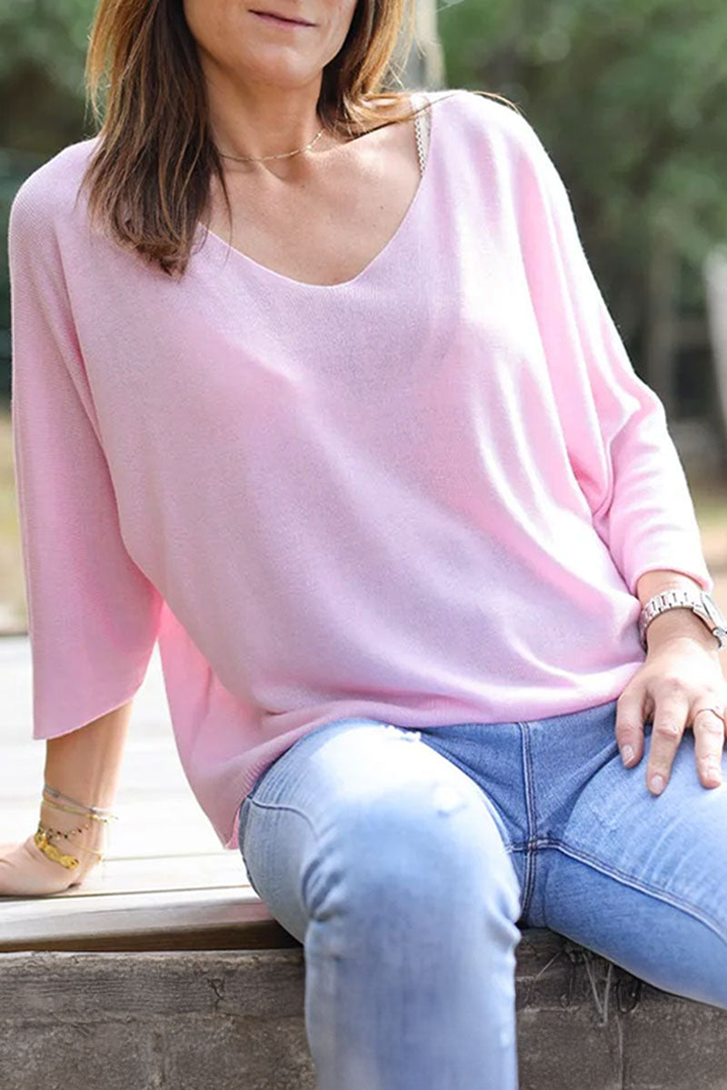 Batwing powder pink jersey top