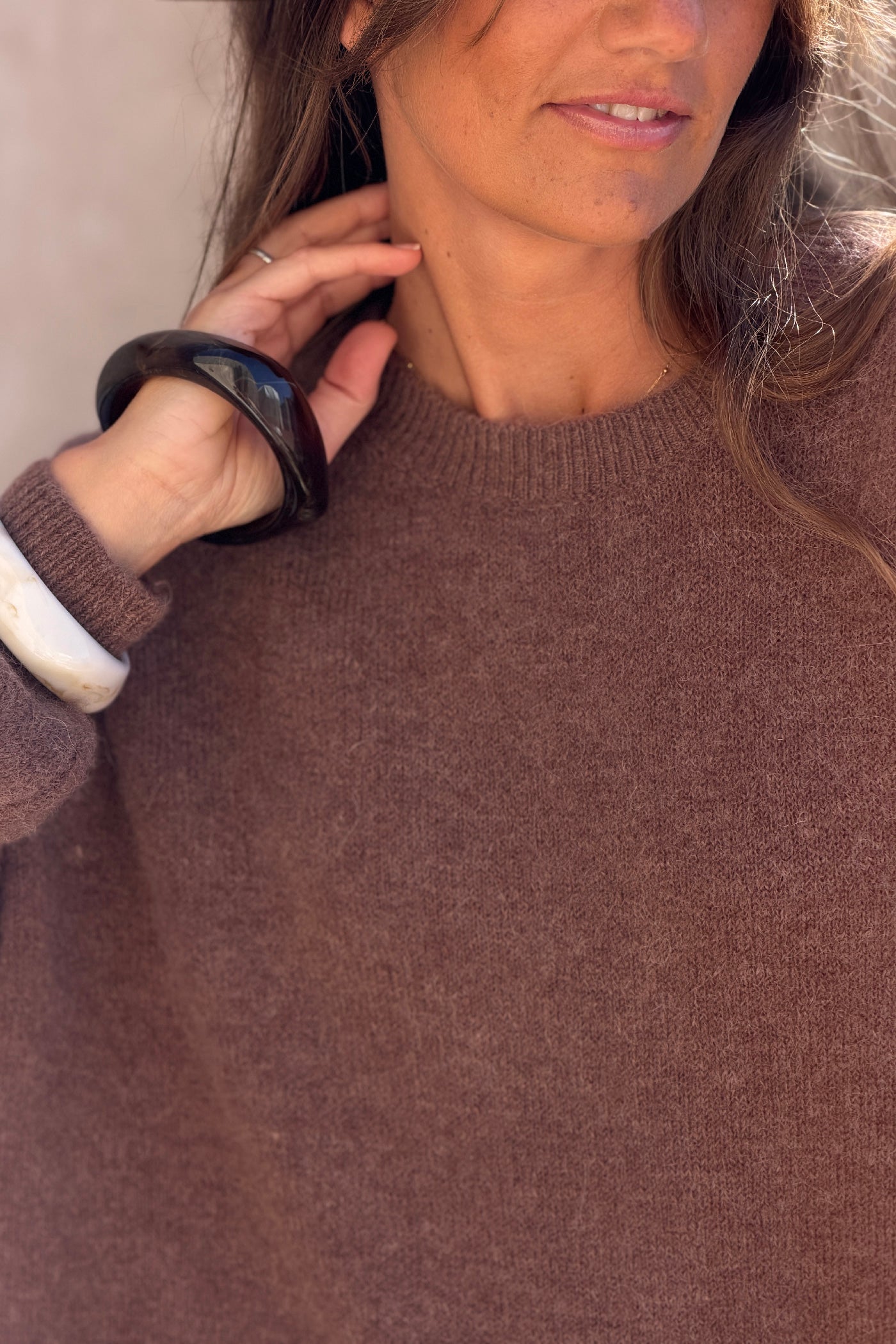 Mocha Classic Crew-Neck Sweater