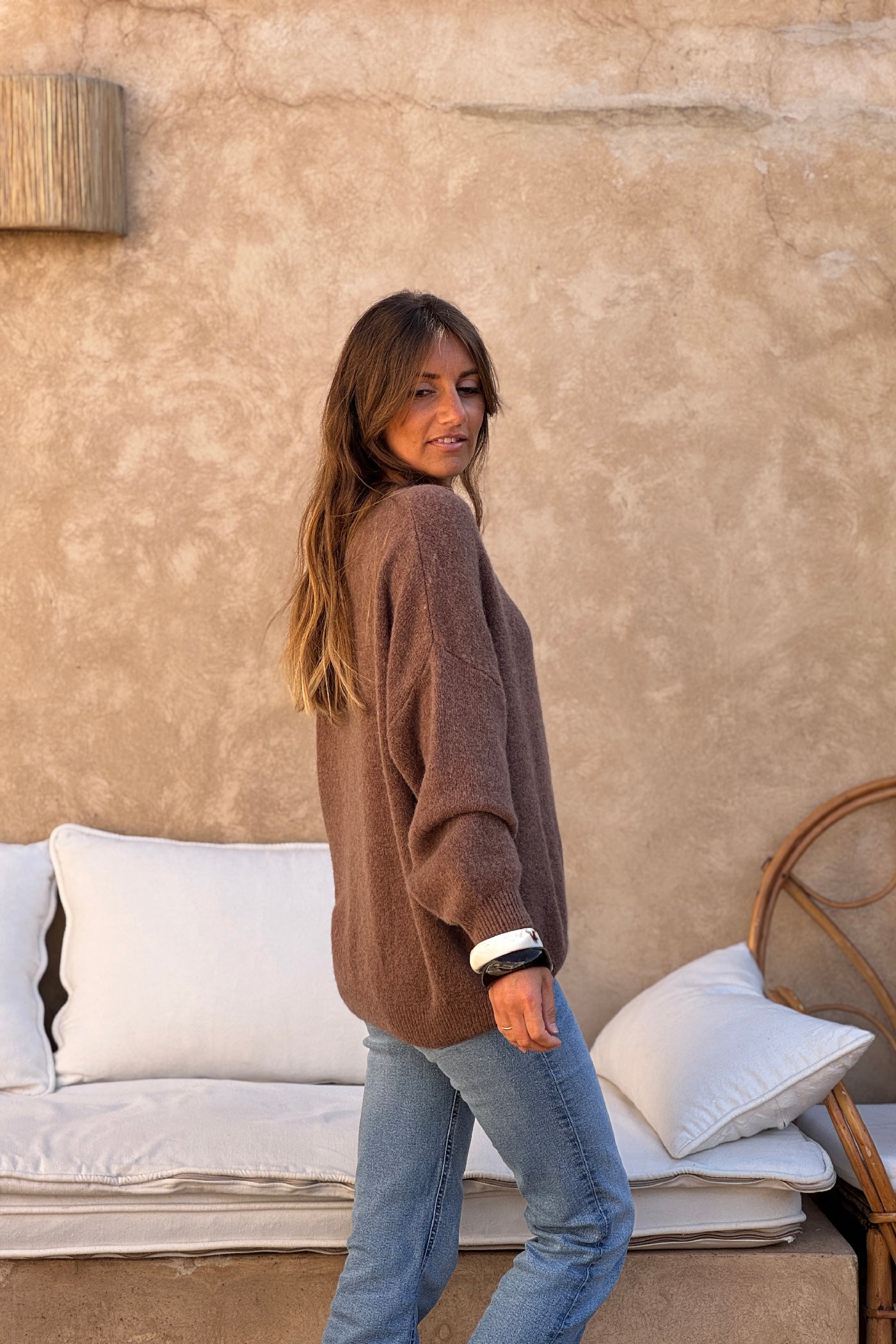 Mocha Classic Crew-Neck Sweater
