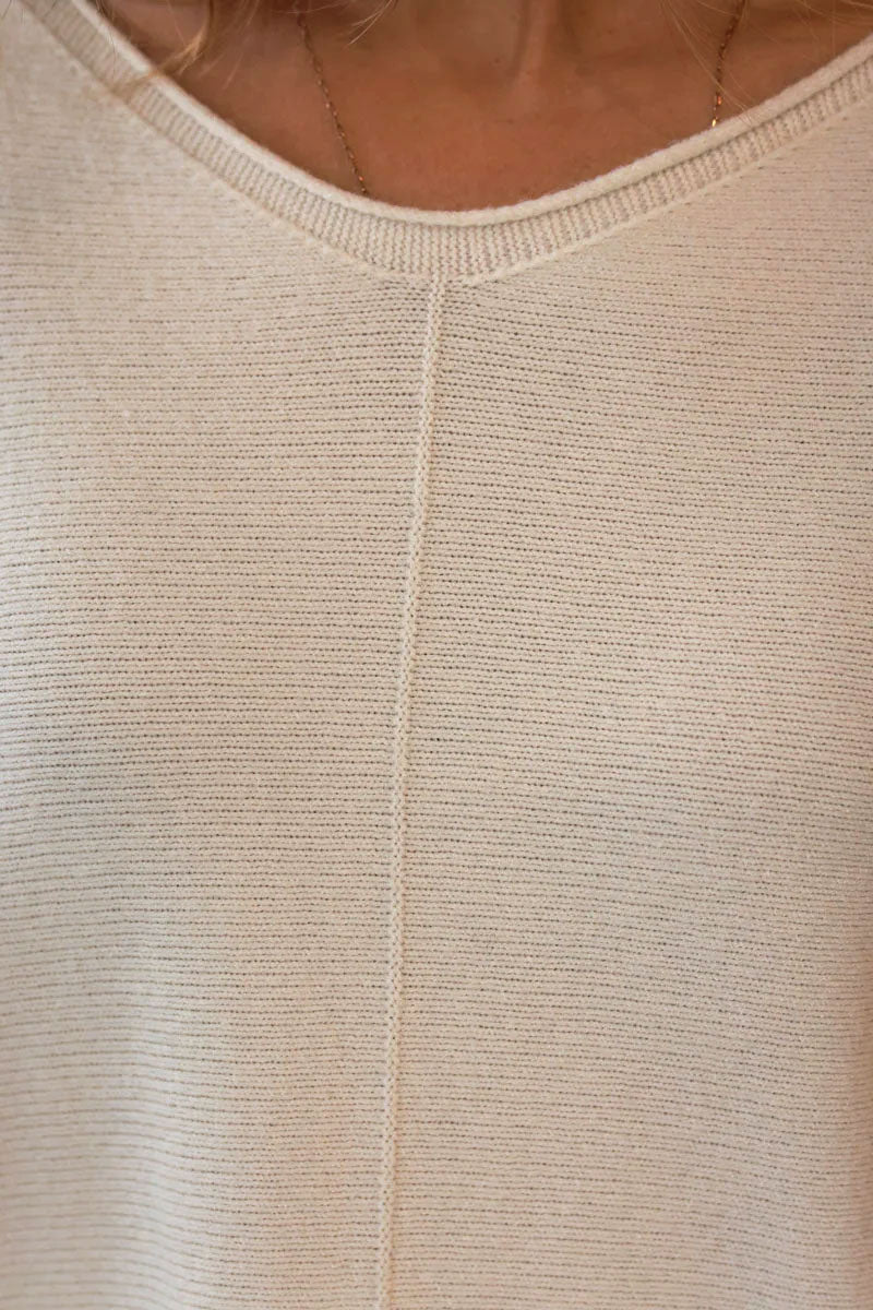 Cream Viscose Knit Jumper Tunic