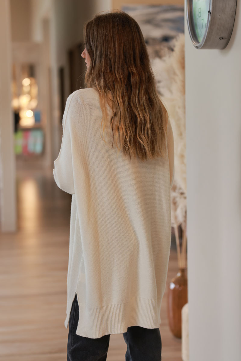 Cream Viscose Knit Jumper Tunic