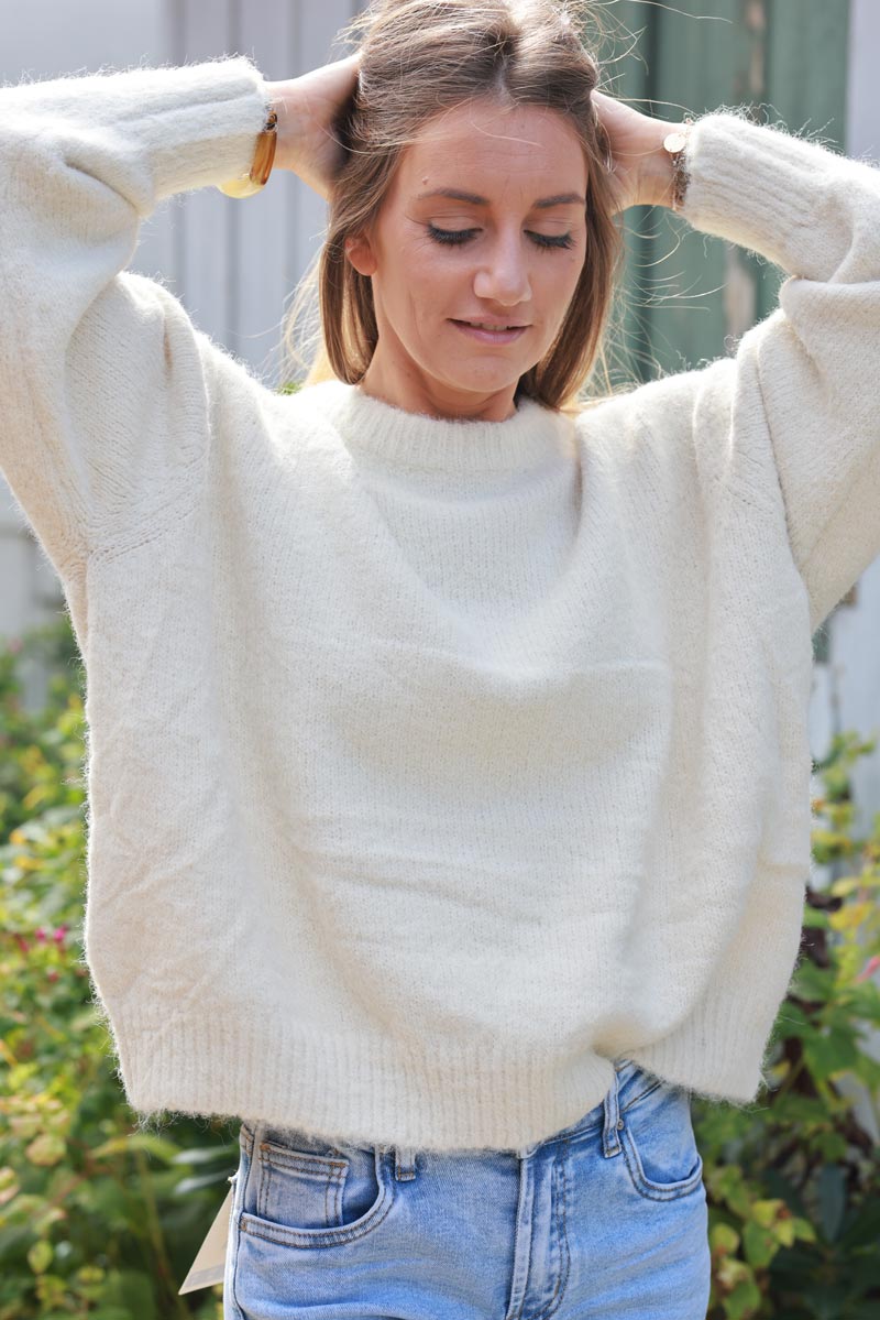 Ecru Soft Knit Wool Blend Jumper