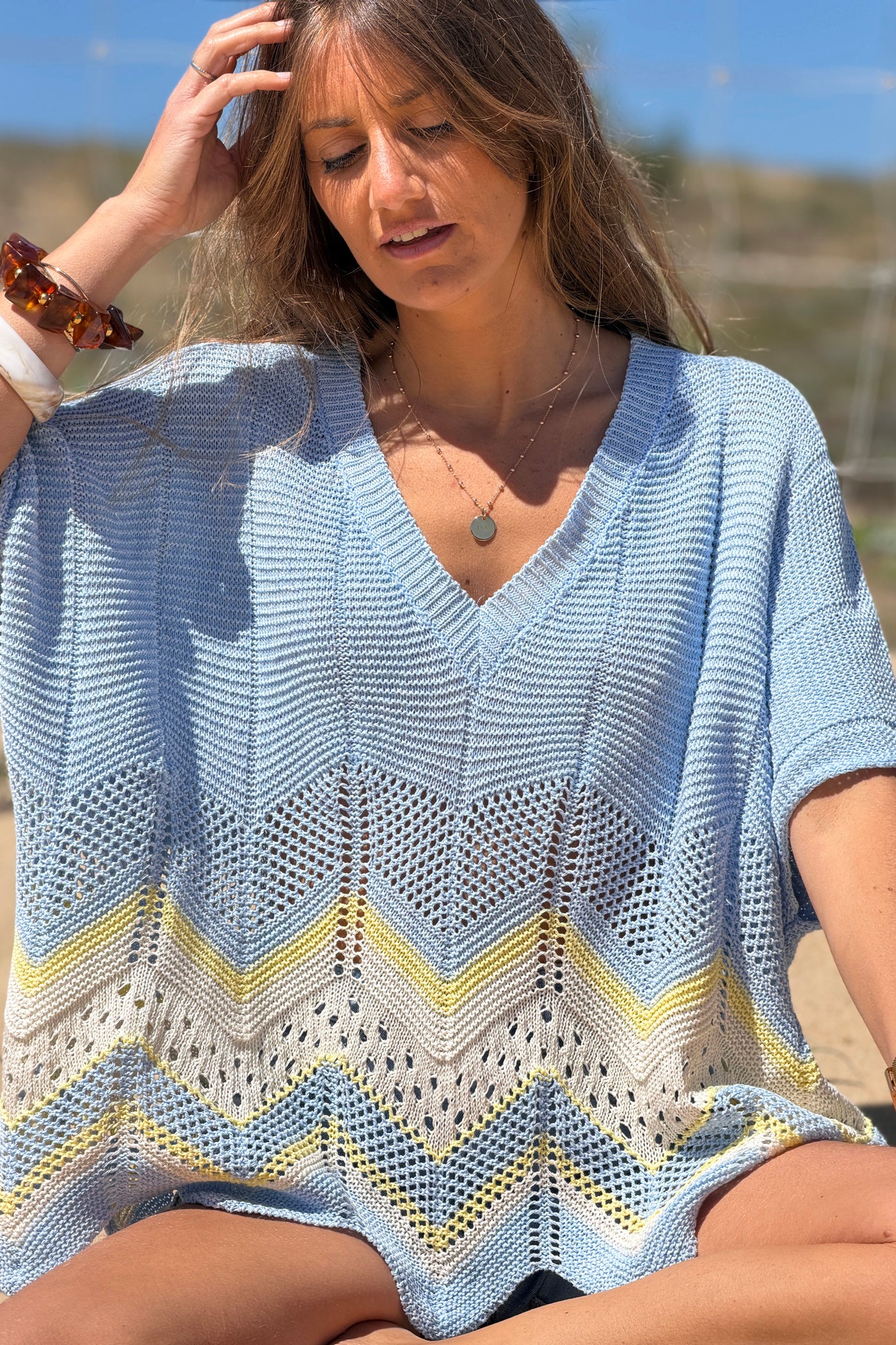 Light Blue Blanket Knit Dolman Sweater
