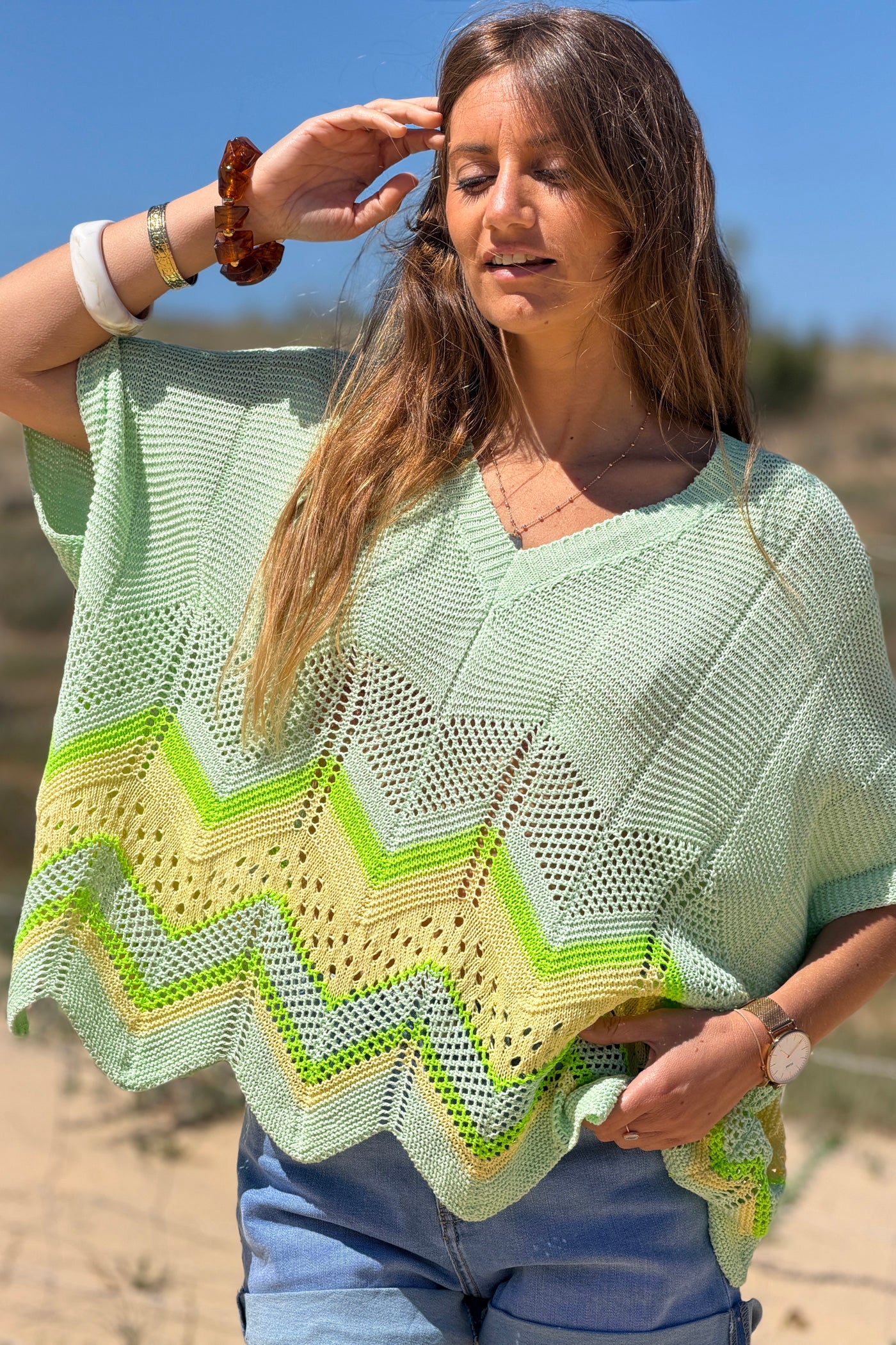Light green Blanket Knit Dolman Sweater