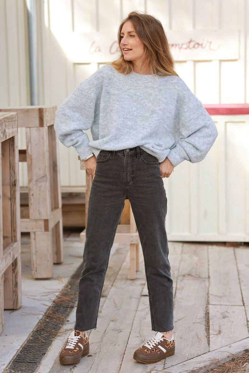 Grey Soft Knit Wool Blend Sweater