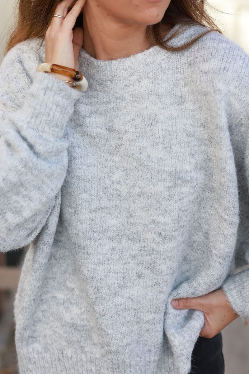 Grey Soft Knit Wool Blend Sweater