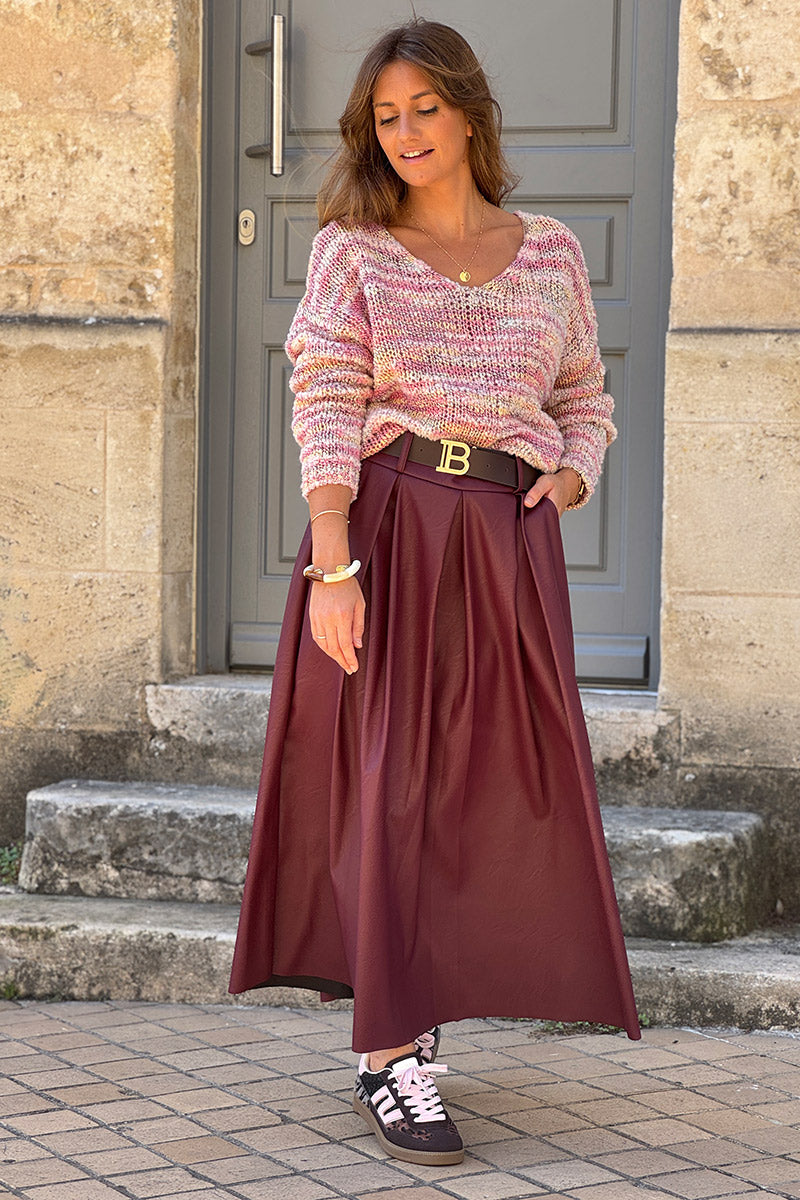 Pink Rustic Stripe Wool Blend Sweater