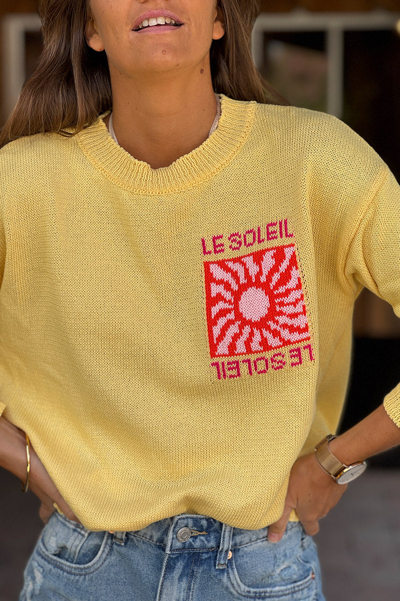 Pastel Yellow Le Soleil Lightweight Knit Sweater