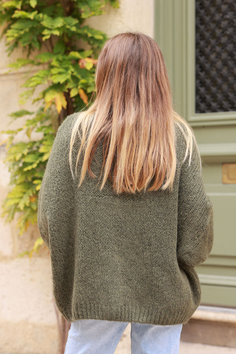 Khaki Bow Detail Wool Blend Jumper