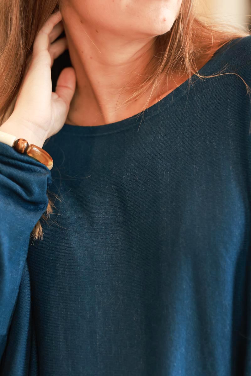 Petrol Blue Oversized Batwing Sweater