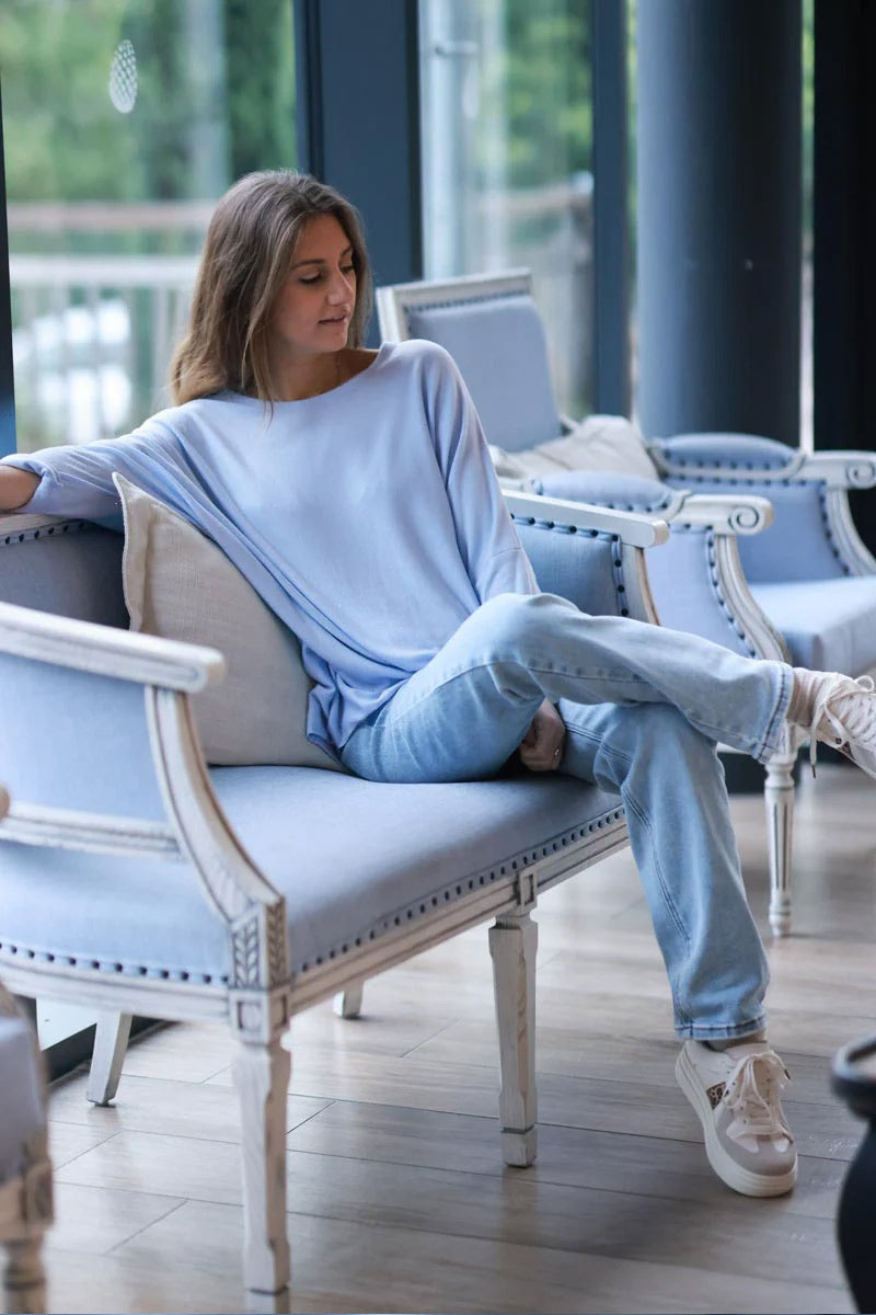 Baby Blue Oversized Batwing Jumper