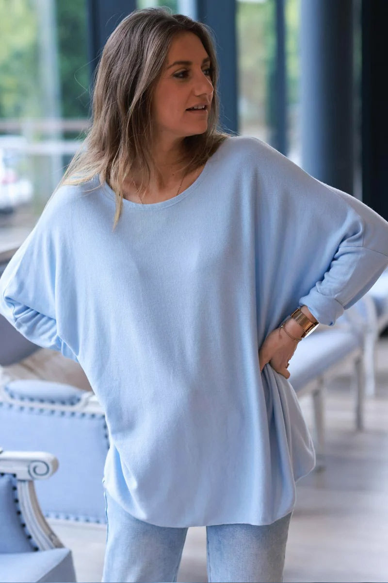 Baby Blue Oversized Batwing Jumper