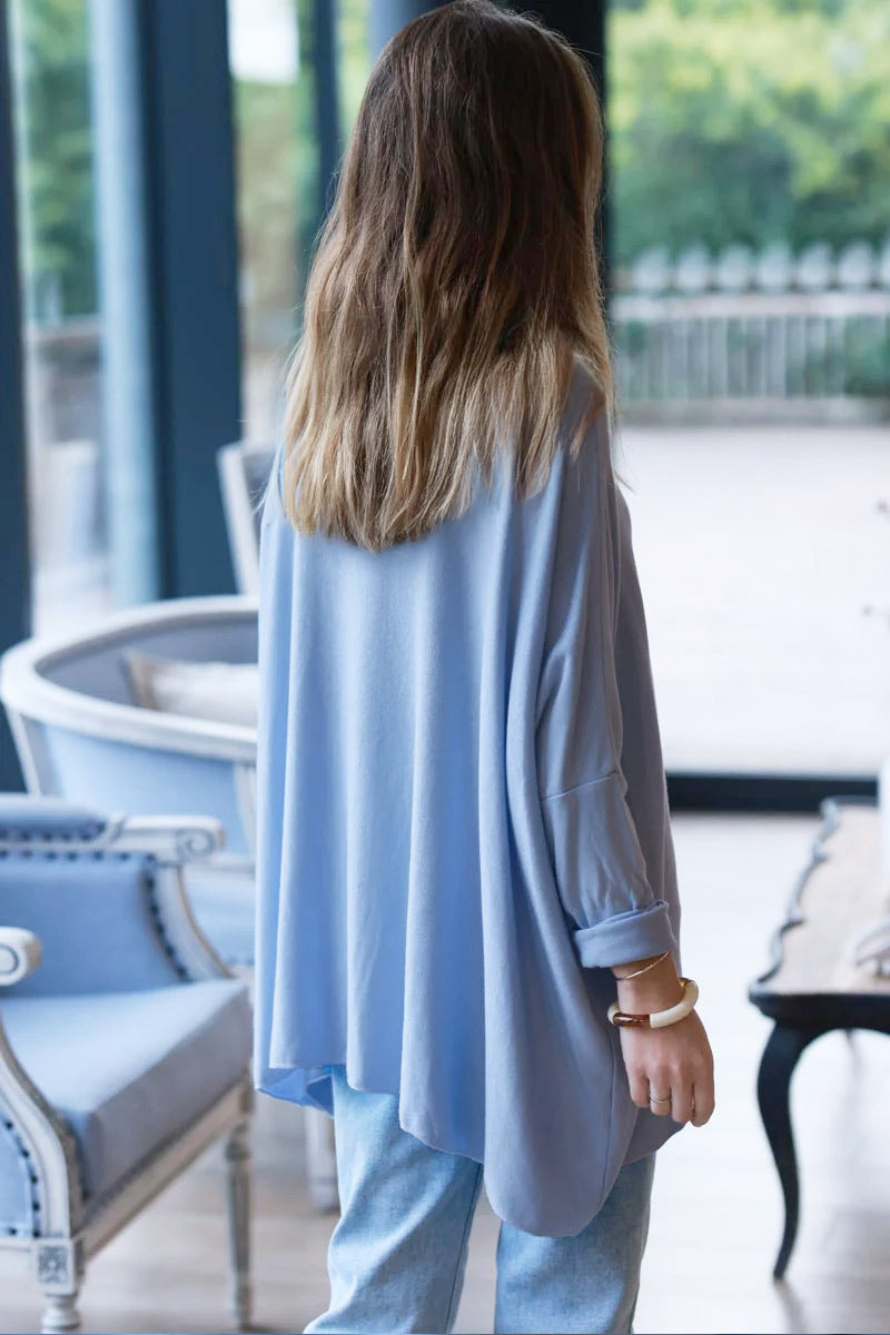 Baby Blue Oversized Batwing Jumper