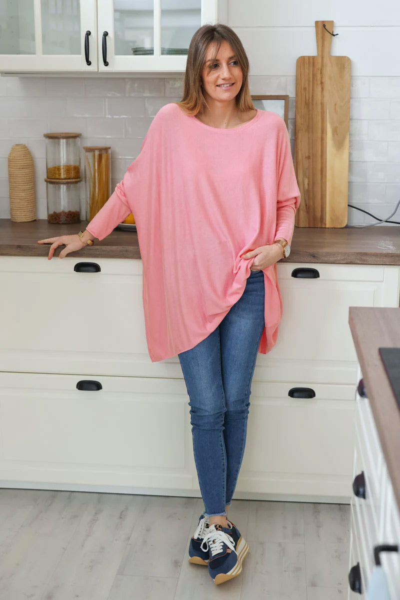 Pink oversized batwing sweater