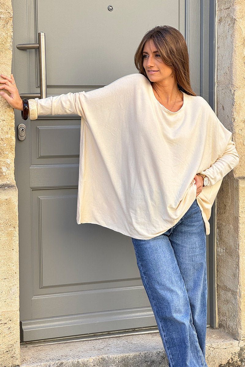 Cream oversized batwing Sweater