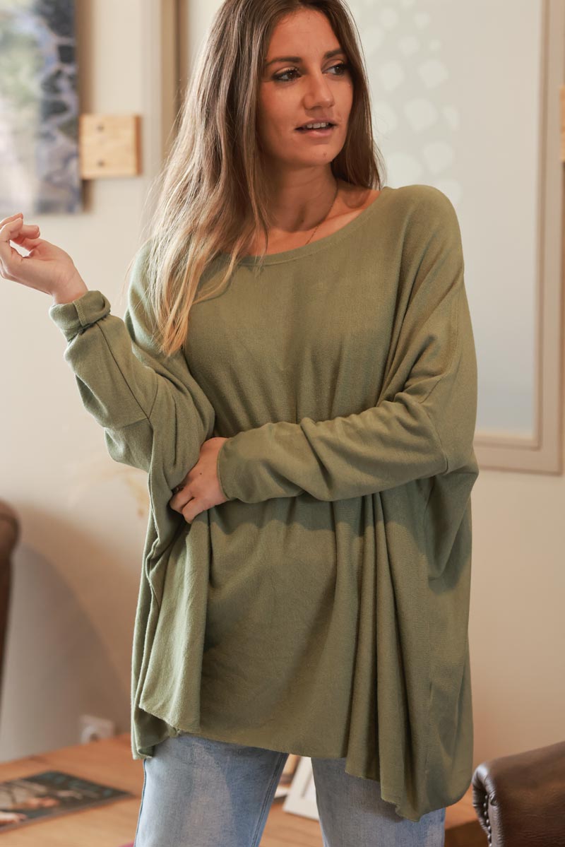 Light Olive Oversized Batwing Jumper