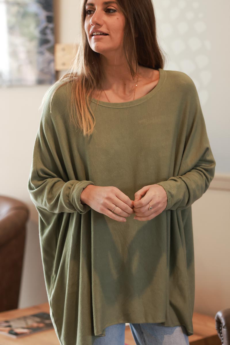 Light Olive Oversized Batwing Jumper