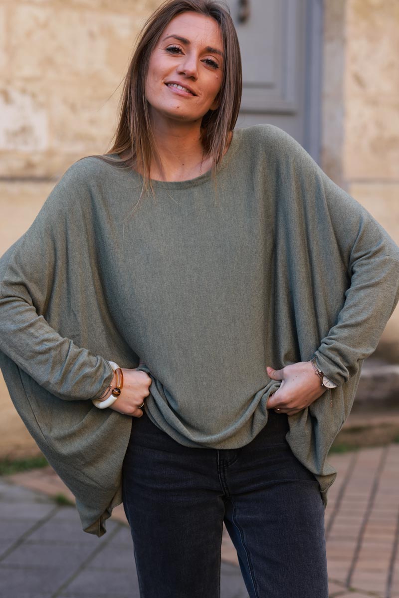 Olive Oversized Batwing Sweater