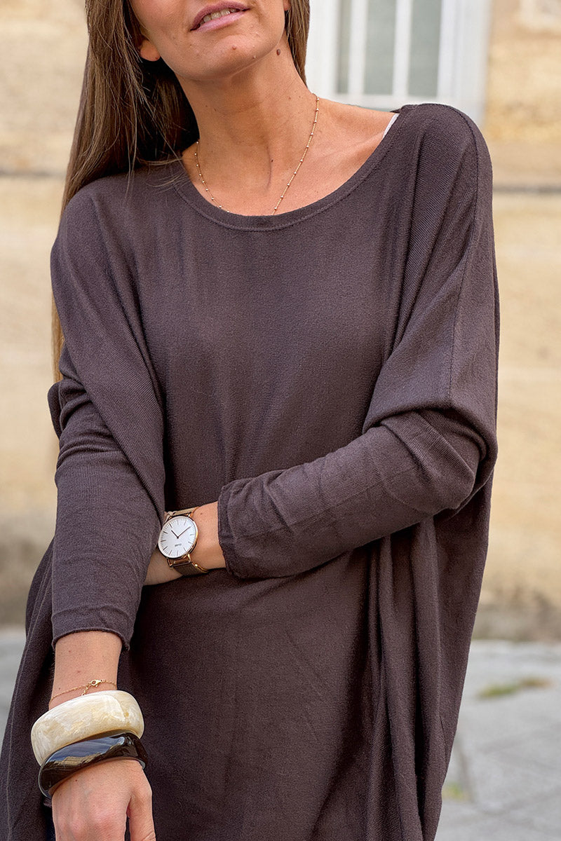 Brown Chocolate Oversized Batwing Sweater
