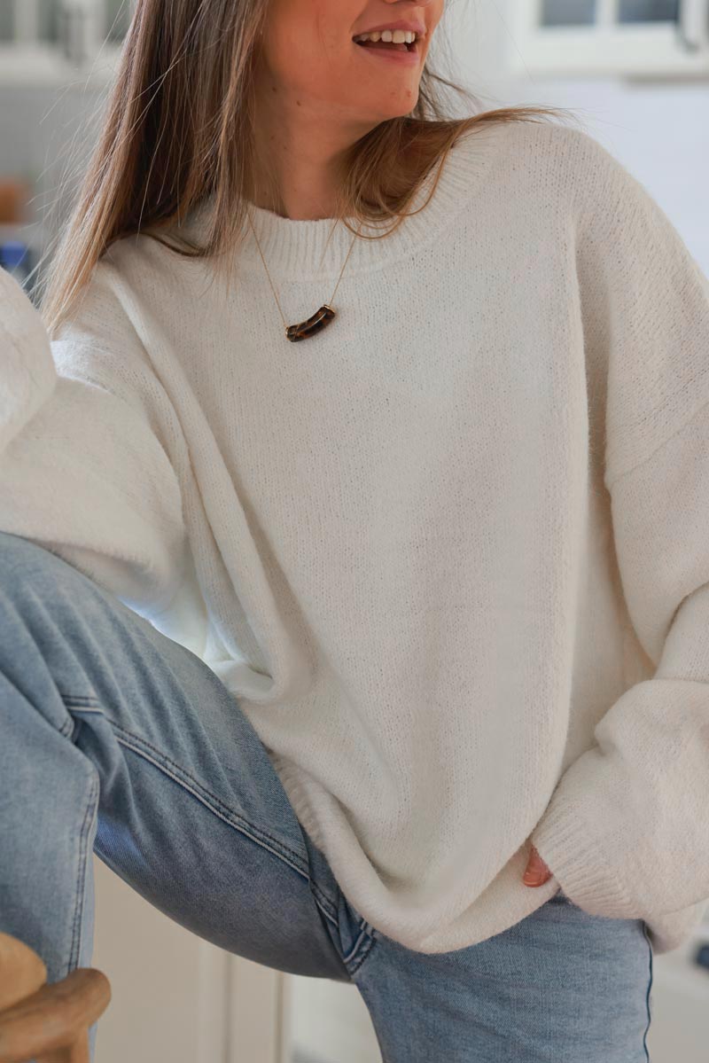 Cream Wool Blend Slouchy Jumper