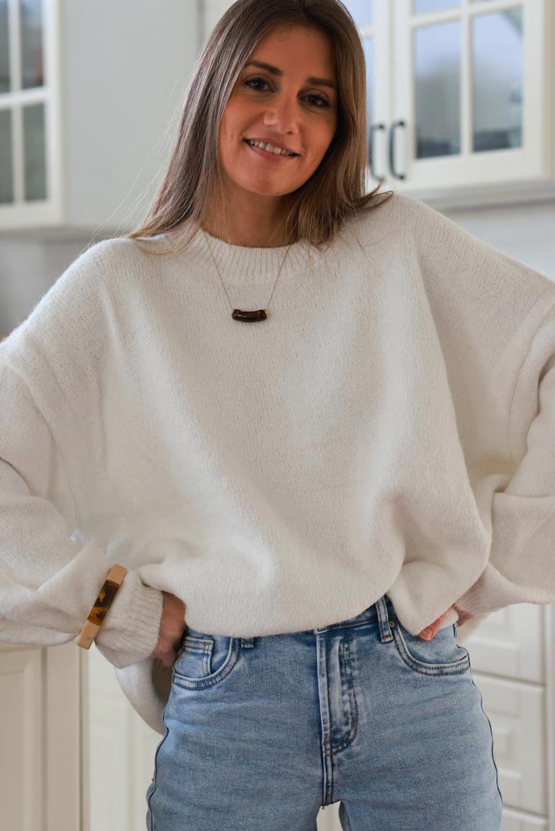 Cream Wool Blend Slouchy Jumper