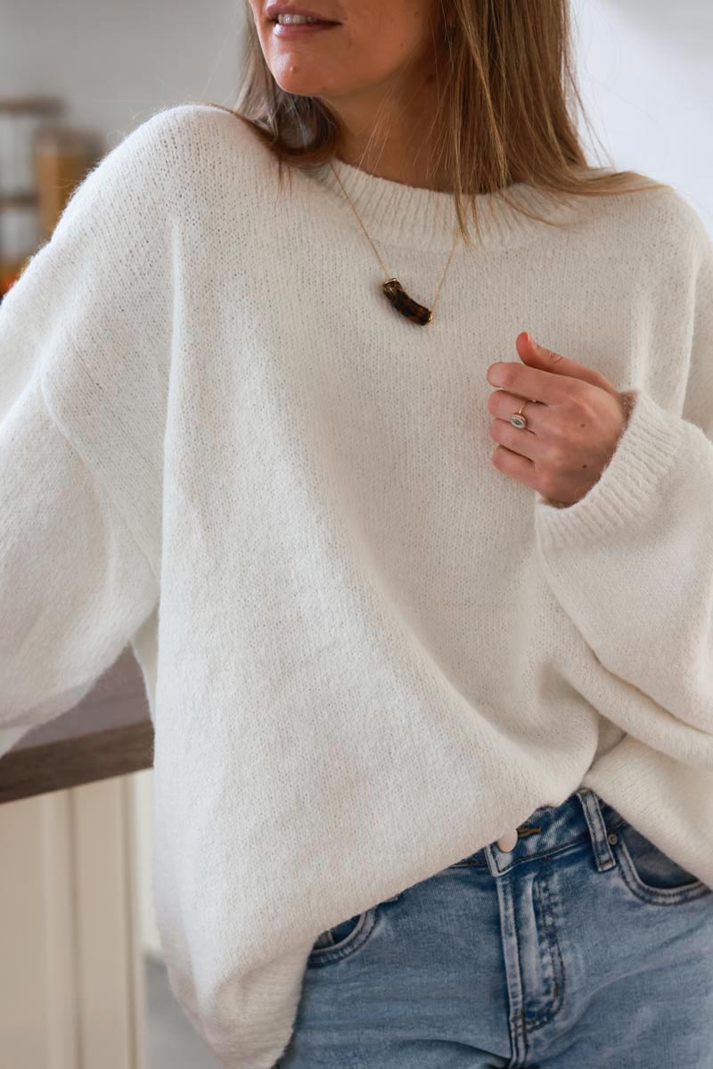 Cream Wool Blend Slouchy Jumper