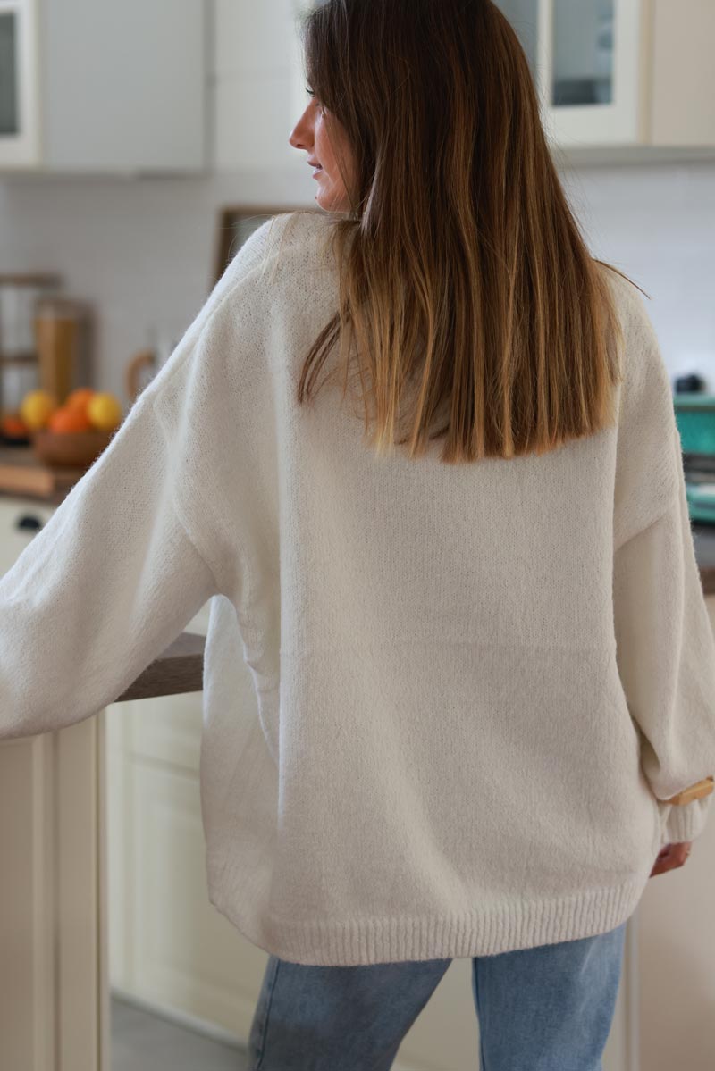 Cream Wool Blend Slouchy Jumper