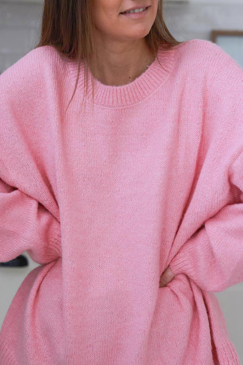 Pink Wool Blend Slouchy Jumper