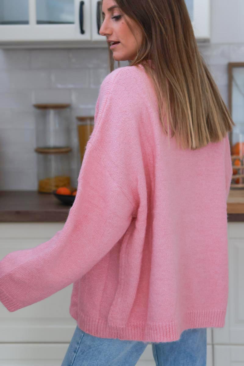 Pink Wool Blend Slouchy Jumper