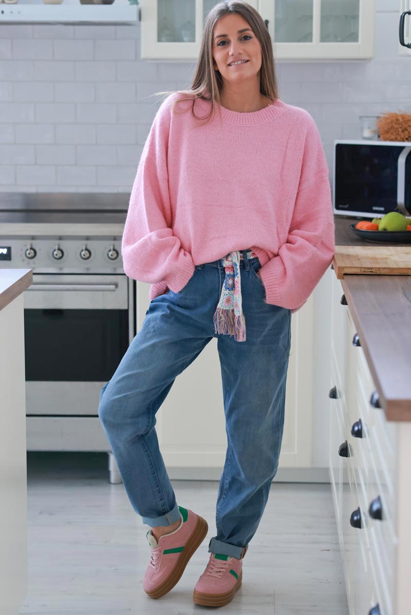 Pink Wool Blend Slouchy Jumper