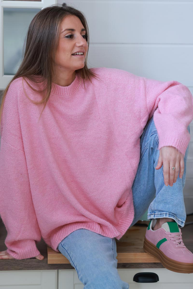 Pink Wool Blend Slouchy Jumper